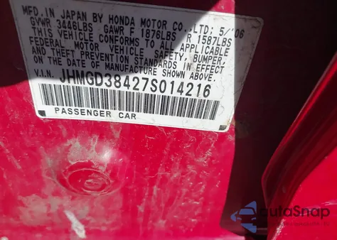 2007 Honda Fit из США, поврежденный, VIN JHMGD38427S014216